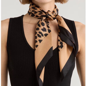 Women's Kate Spade One Size Leopard Print Silk Square Scarf Brown Black